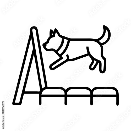 dog agility course icon, dog day line art, dog day icon - simple black line art icon of dog agility course, for dog day celebrations. dog day vector art.