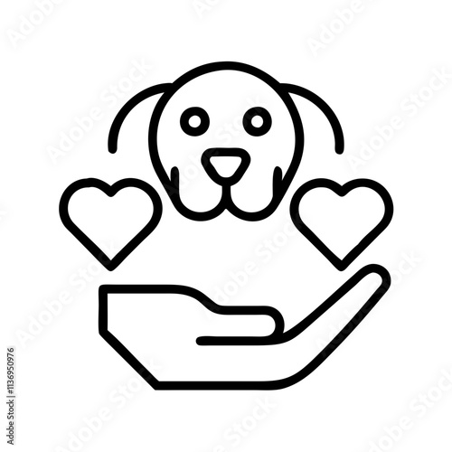 dog adoption symbol icon, dog day line art, dog day icon - simple black line art icon of dog adoption symbol, for dog day celebrations. dog day vector art.