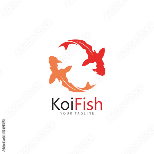 koi fish logo design vector template