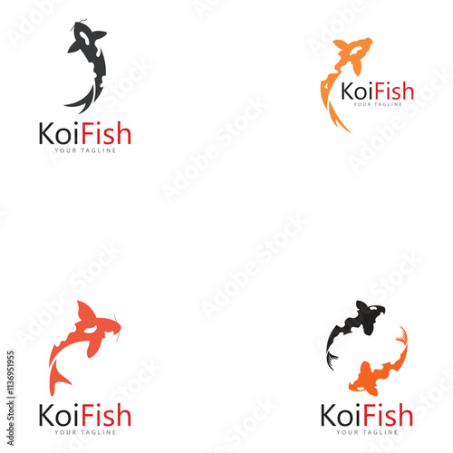 koi fish logo design vector template