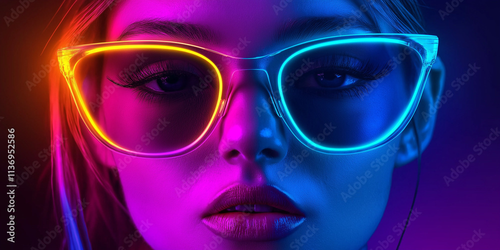 Close-up view of glasses with neon lights Close-up view of glasses with neon lights