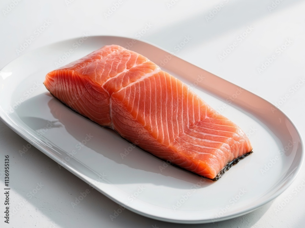 Fresh raw salmon fillet with visible fat for culinary and nutrition concepts
