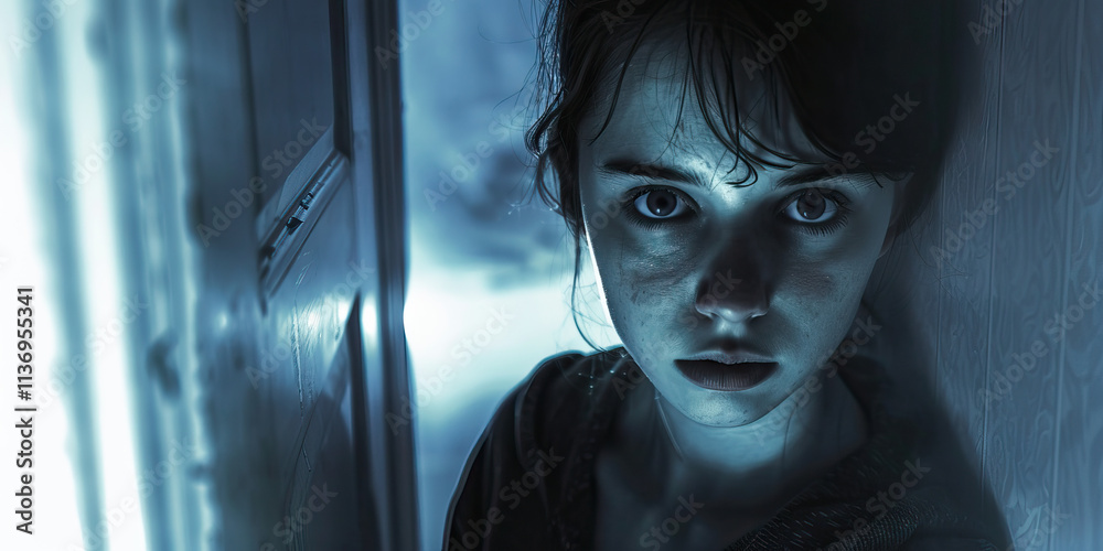 Close-up Portrait of a Girl Near a Doorway