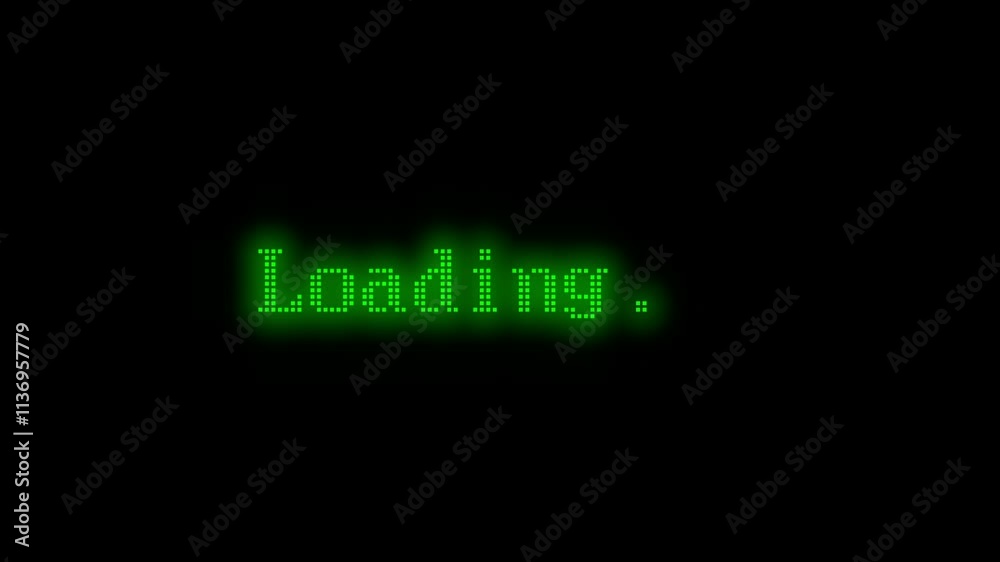 grüne Bildschirmausschrift zeigt den Text: Loading... grüne Bildschirmausschrift zeigt den Text: Loading...