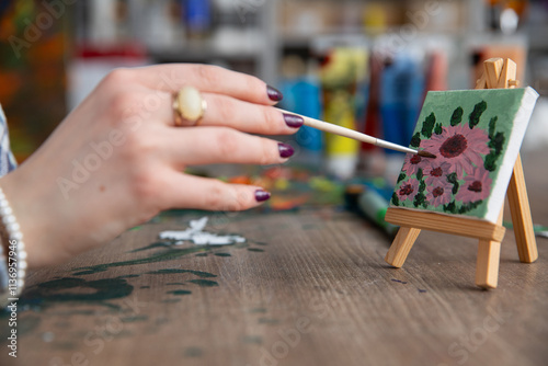 Creating a Beautiful Artistic HandPainted Floral Scene on a Mini Canvas, Step by Step