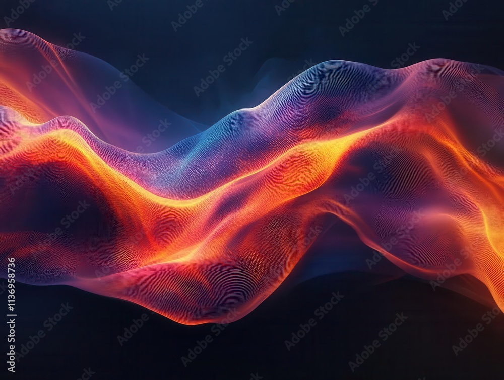 Fototapeta premium A symbolic glowing wave overlay representing optimized server performance in cloud computing, dramatic composition