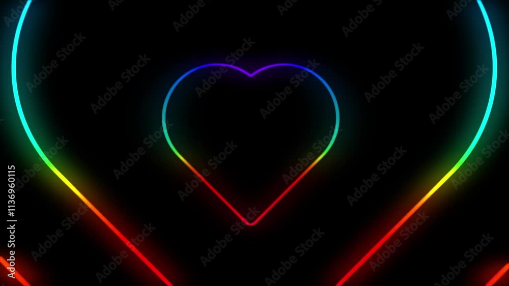 rainbow neon heart effect motion graphic template