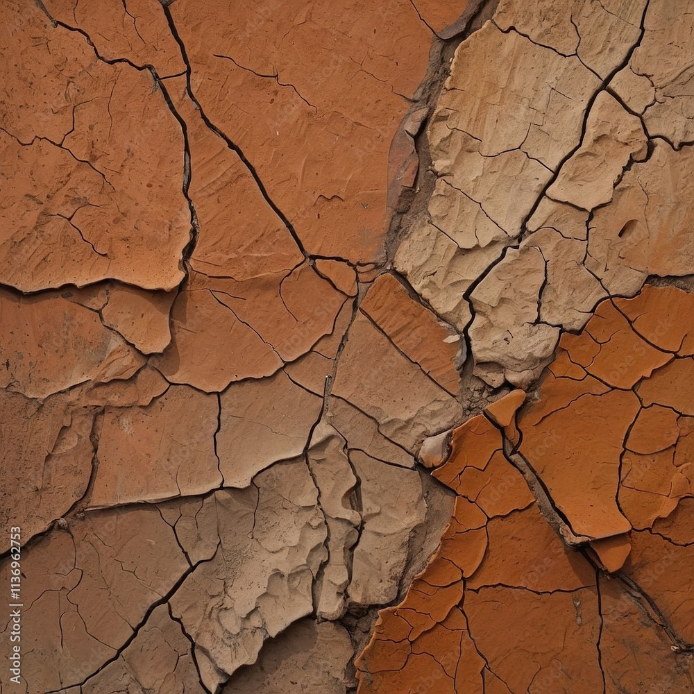 Texture of dried out earth, cracked clay-colored soil Texture of dried out earth, cracked clay-colored soil