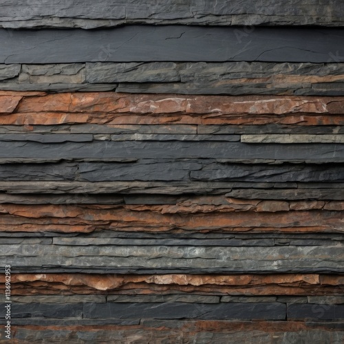 Texture of natural multi-colored layered stone, layered deposits