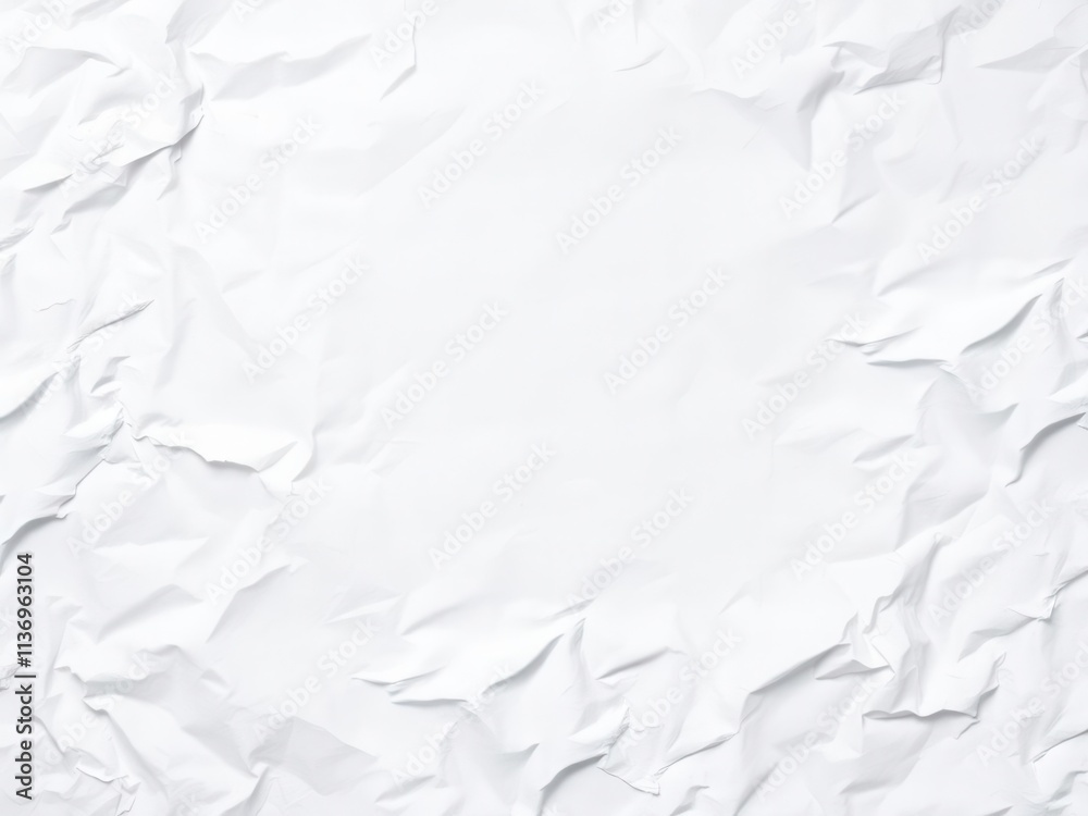 Naklejka premium Crumpled vintage paper texture with aged creases and wrinkles for background design or scrapbooking, creases, white