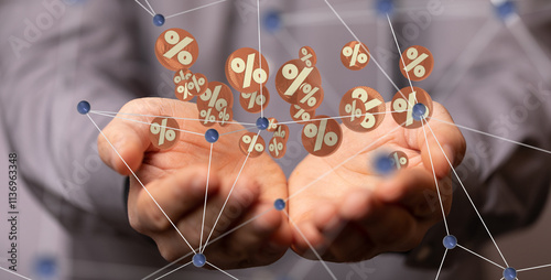 sale digital percent in hand.