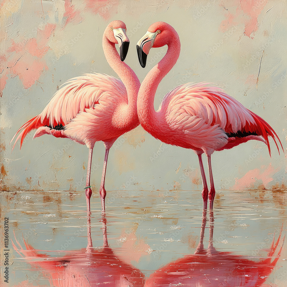 Two Pink Flamingos in Close Proximity Two Pink Flamingos in Close Proximity