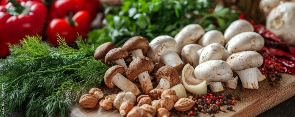 Traditional Georgian cuisine. Vegetarian chashusuli with mushrooms, phali - a snack made of nuts, various vegetables or greens and spices and rolls with ba