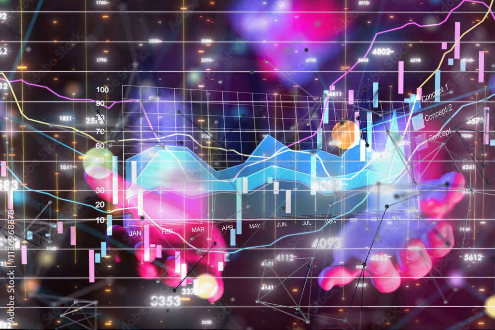 Obraz premium Futuristic wave, Futuristic data stream