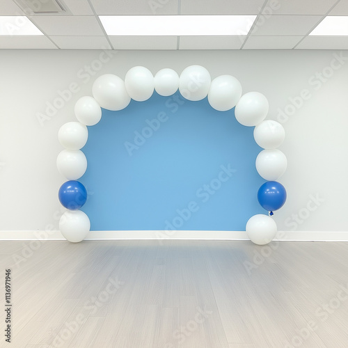 Festive Balloon Wall Enhances the Connection to the Party Room photo