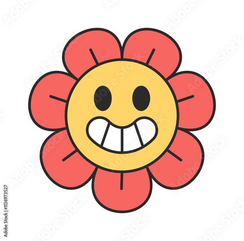 Funky daisy flower comic character