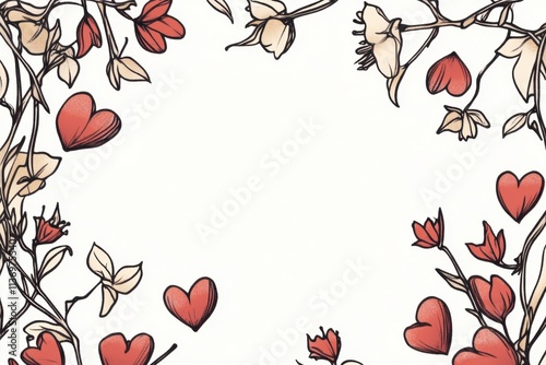 Wallpaper Mural valentine's mood, red hearts frame, a decorative border of shiny red hearts Torontodigital.ca