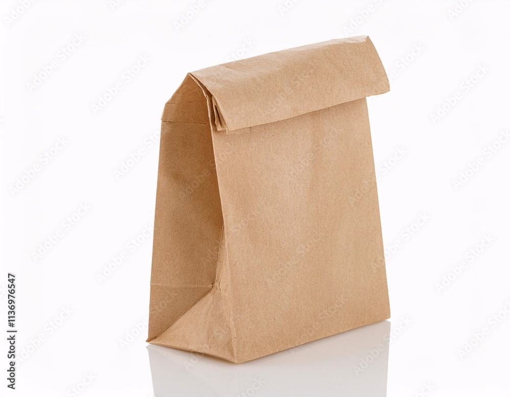 Brown paper bag isolated on white background