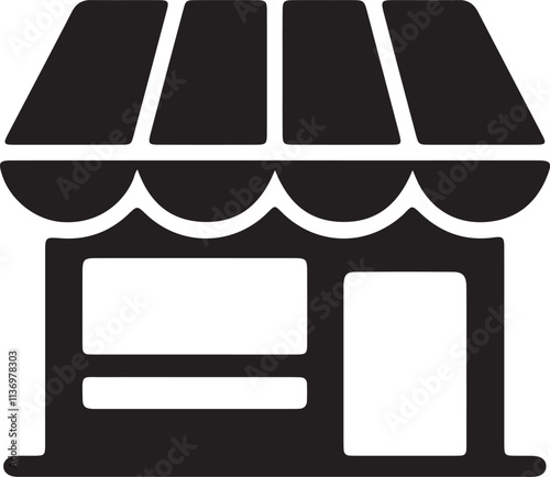The illustration of a small shop icon silhouette