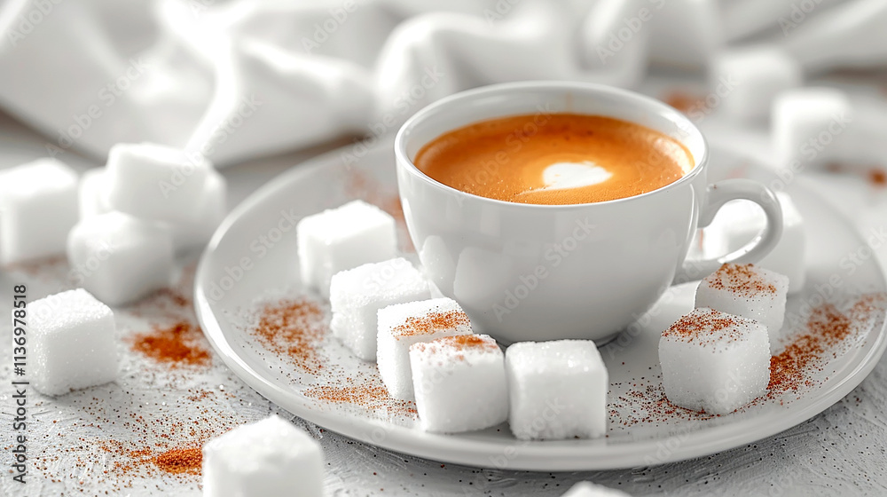 Savoring warm coffee with sugar cubes and spices at a cozy table