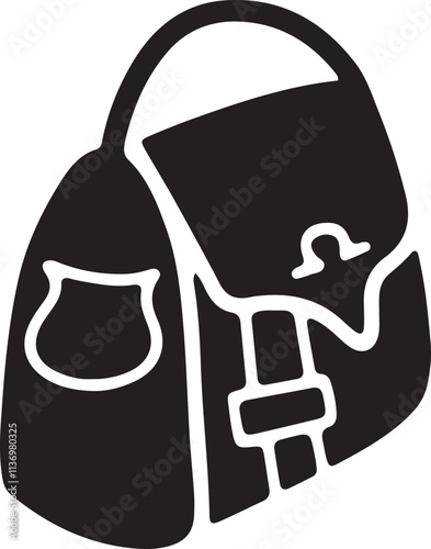 Illustration of a woman's shoulder bag icon silhouette