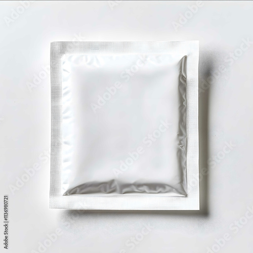 a unbranded alcohol pad package quare shape of 11 white studio background photo