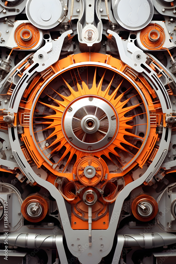 A Glimpse into the Complexity: Detailed View of an Airplane Turbine Engine A Glimpse into the Complexity: Detailed View of an Airplane Turbine Engine