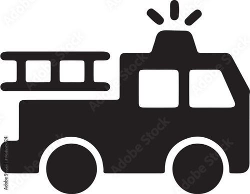 Illustration of a fire truck icon silhouette