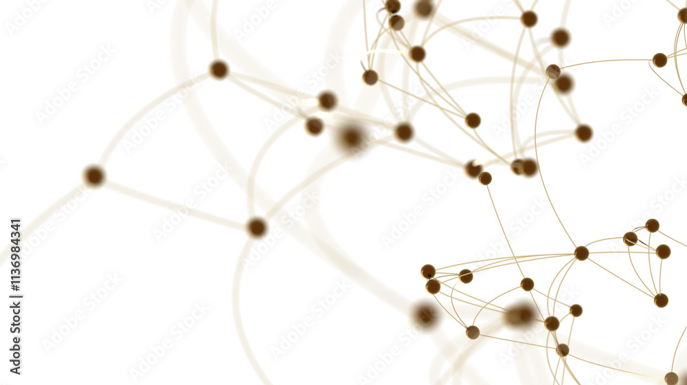 Obraz premium Abstract Network with Golden Spheres