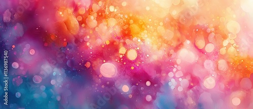 Vibrant Abstract Background with Colorful Bokeh Effects in Pink, Orange, Blue, and Purple Hues