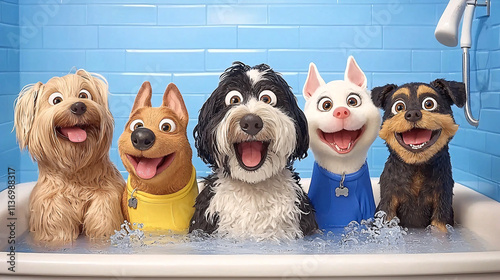 Pets' in a water pool.