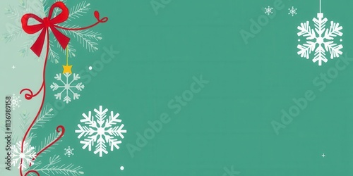 A festive Christmas card design featuring a delicate snowflake border in a vector illustration style, holiday, illustration