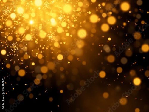 Gold glitter particles creating a shimmering and luxurious background, holiday, glowing