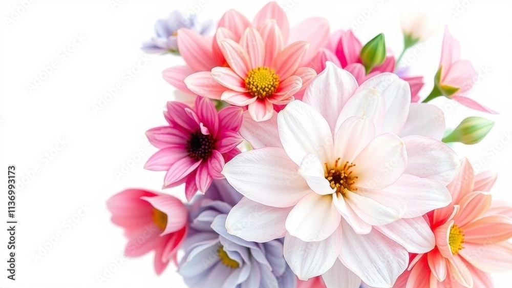Vibrant watercolor illustration of various flowers in bloom, petals, artistic Vibrant watercolor illustration of various flowers in bloom, petals, artistic