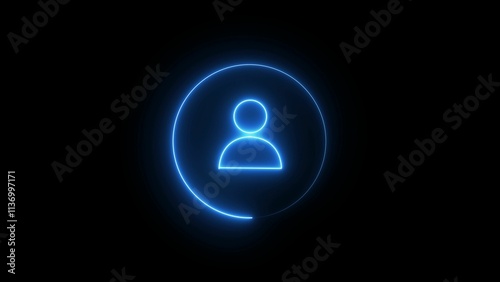 Neon Profile icon. glowing user icon. people head silhouettes user, profile or people icon 