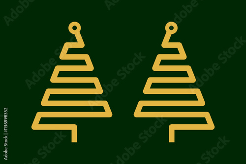 Abstract Christmas tree design of earrings, pendant or keychain. Jewellery cutting template. Laser cut with leather, wood or metal. Modern geometric hanging bijouterie