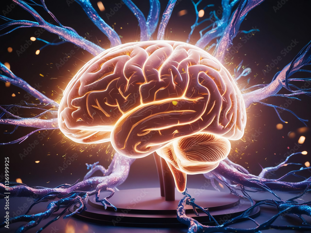 Fototapeta premium glow brain in blue