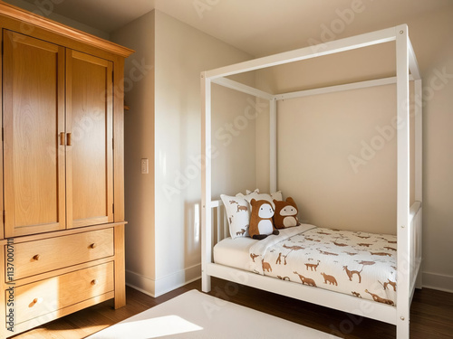 interior of bedroom with bed for teens