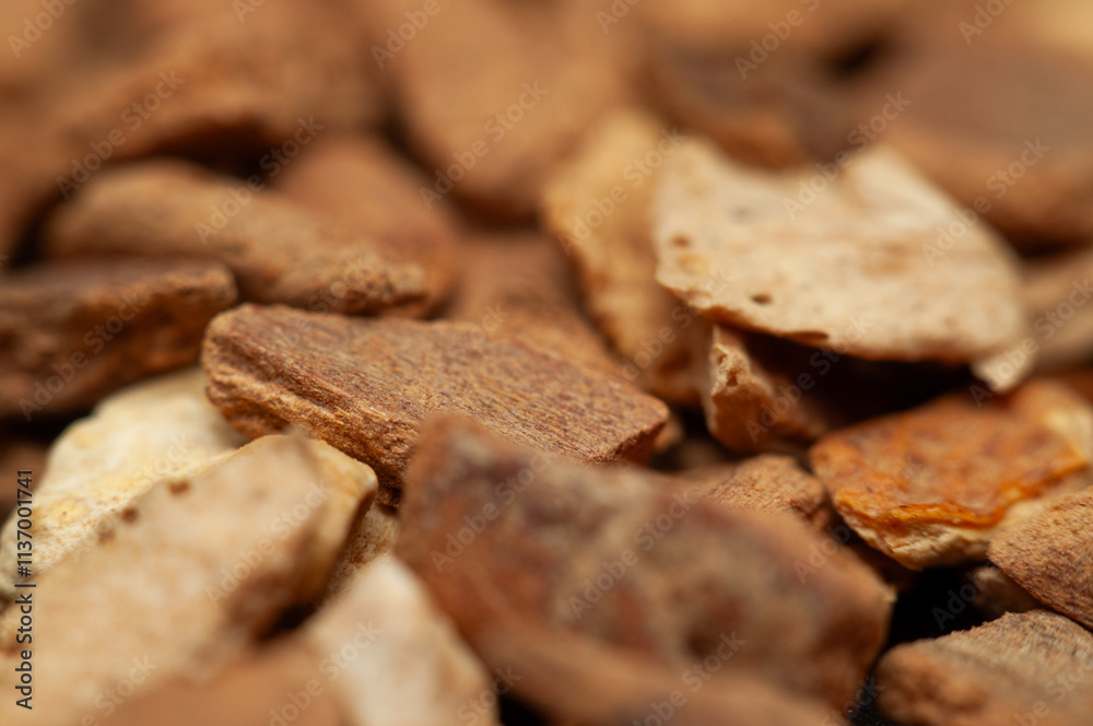 Crunchy snack pieces in close-up showcasing texture and detail Crunchy snack pieces in close-up showcasing texture and detail
