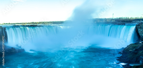 Beautiful blurred streams of Niagara Horseshoe Falls.