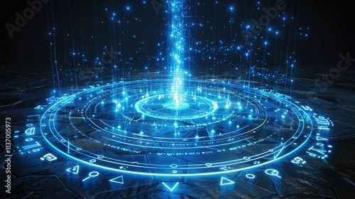 Wallpaper Mural A glowing, magical portal surrounded by intricate symbols and particles. Torontodigital.ca