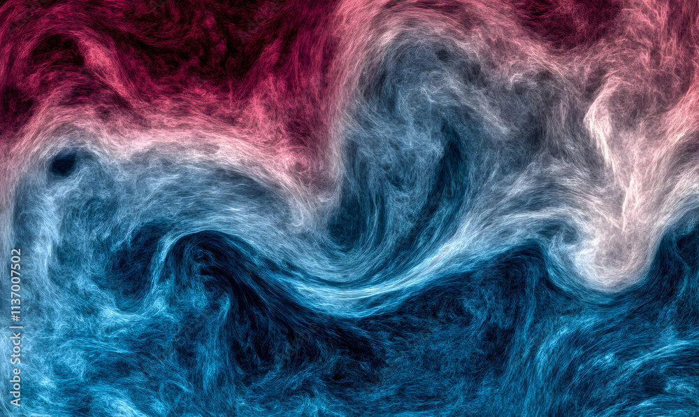 Obraz premium Abstract swirling fractal art in shades of blue, pink, and red. Perfect for backgrounds or design projects.
