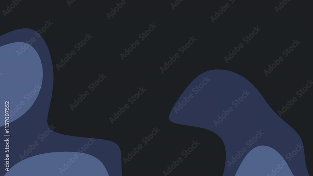 Dark blue background with organic shapes resembling abstract blobs, suitable for modern and artistic design projects or backgrounds. Midnight blue loop liquid background
