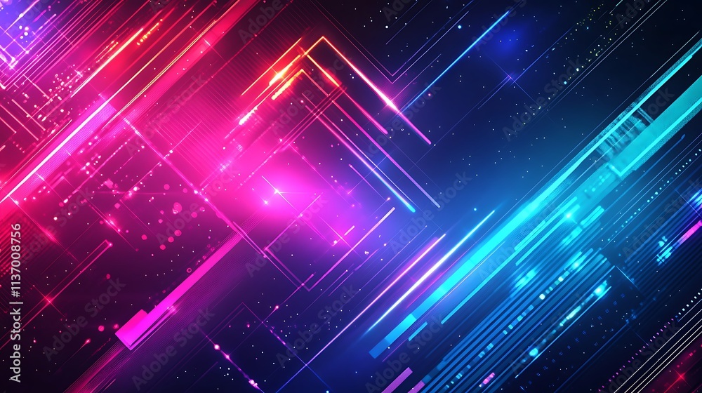 Abstract Neon Lines and Glowing Geometric Shapes Abstract Neon Lines and Glowing Geometric Shapes