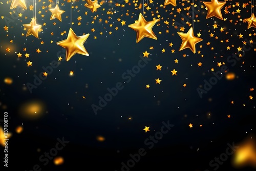 A visually appealing design featuring golden stars on a dark background, ideal for festive themes.