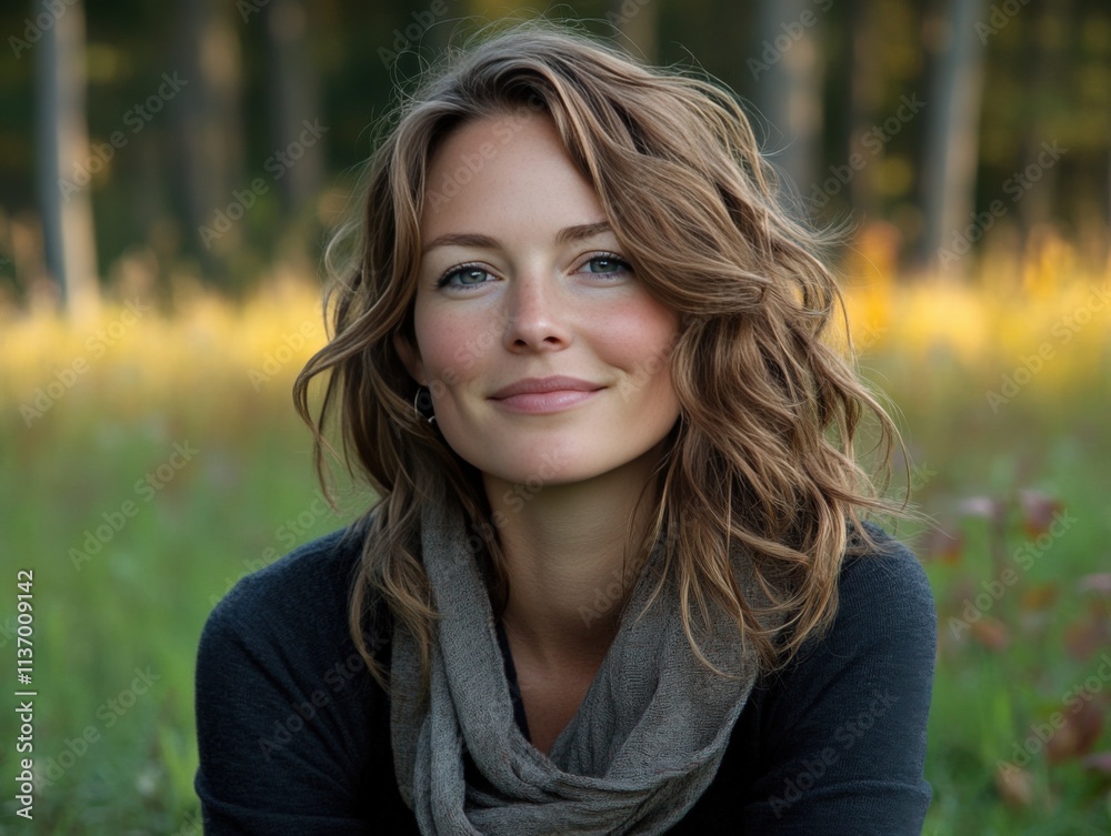 Serene Woman in Nature During Golden Hour Serene Woman in Nature During Golden Hour