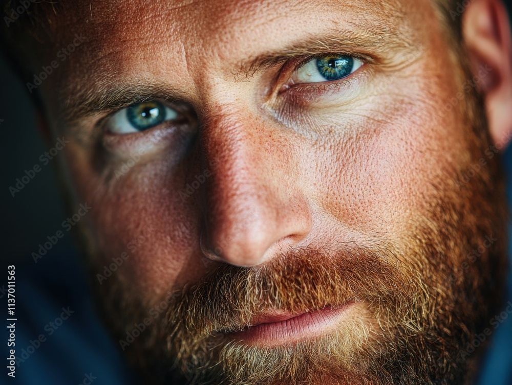 Obraz premium Intense Close-Up of a Bearded Man's Eyes