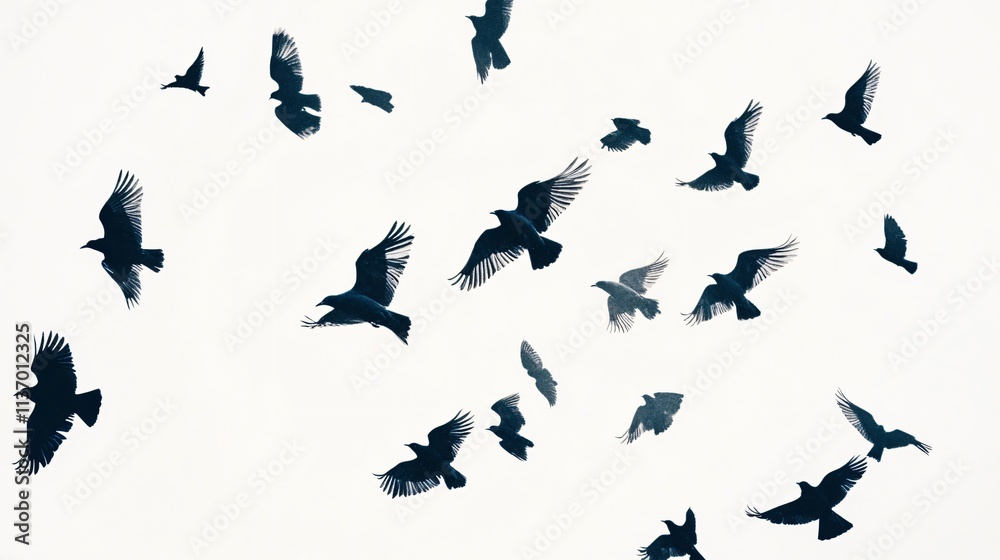 A Flock of Birds Soaring Through the Sky A Flock of Birds Soaring Through the Sky