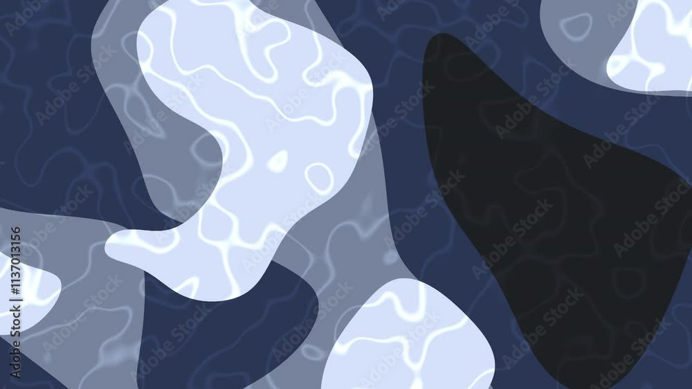 Abstract design with blue and gray organic shapes, suitable for backgrounds, prints, web design, and corporate branding projects. Midnight blue loop liquid background
