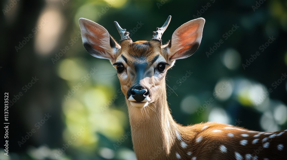 Obraz premium A young deer stares intently.